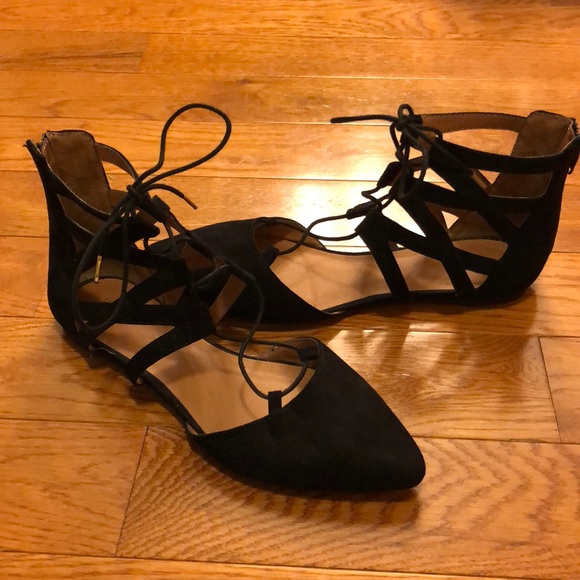 Mossimo Supply Co. Shoes - Mossimo Lace Up Black Ballet Flats